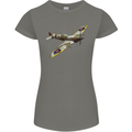 A Supermarine Spitfire Fying Solo Womens Petite Cut T-Shirt Charcoal
