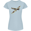 A Supermarine Spitfire Fying Solo Womens Petite Cut T-Shirt Light Blue