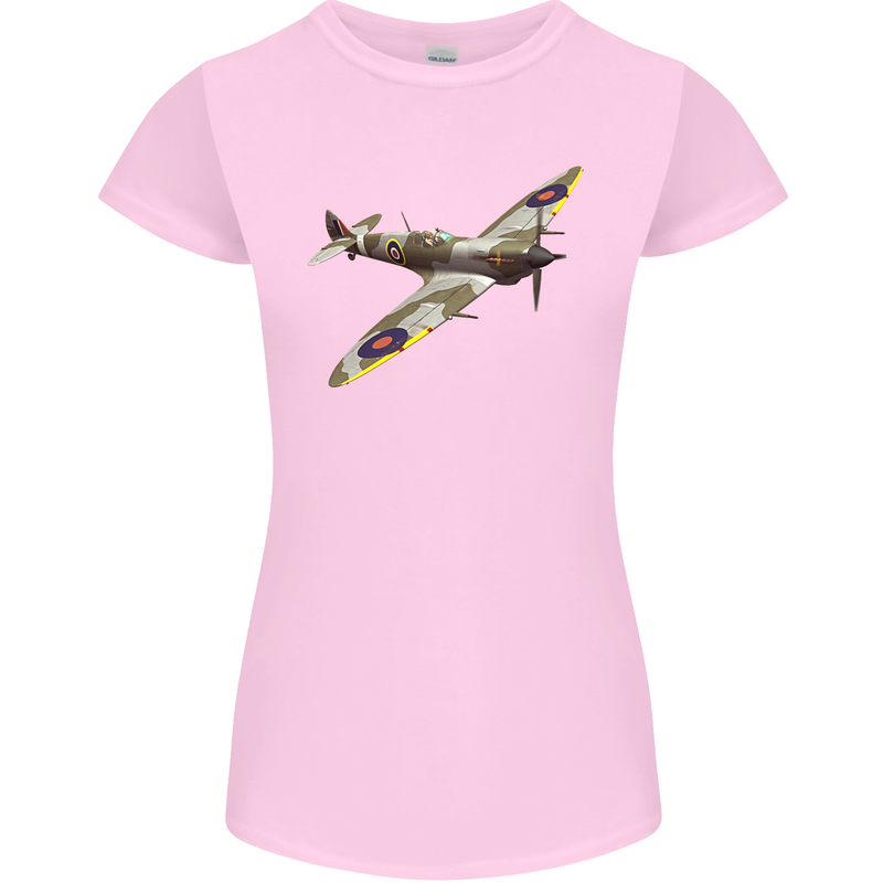 A Supermarine Spitfire Fying Solo Womens Petite Cut T-Shirt Light Pink