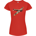 A Supermarine Spitfire Fying Solo Womens Petite Cut T-Shirt Red