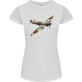 A Supermarine Spitfire Fying Solo Womens Petite Cut T-Shirt White