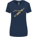 A Supermarine Spitfire Fying Solo Womens Wider Cut T-Shirt Navy Blue