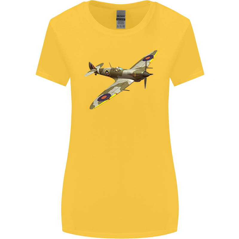 A Supermarine Spitfire Fying Solo Womens Wider Cut T-Shirt Yellow