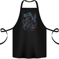A T-Rex Dinosaur in a Prehistoric Forest Cotton Apron 100% Organic Black