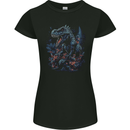 A T-Rex Dinosaur in a Prehistoric Forest Womens Petite Cut T-Shirt Black