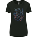 A T-Rex Dinosaur in a Prehistoric Forest Womens Wider Cut T-Shirt Black