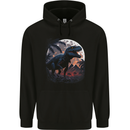 A T-Rex in Front of the Moon Dinosaurs Childrens Kids Hoodie Black