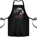 A T-Rex in Front of the Moon Dinosaurs Cotton Apron 100% Organic Black