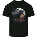 A T-Rex in Front of the Moon Dinosaurs Kids T-Shirt Childrens Black