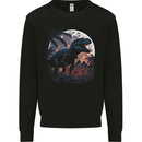 A T-Rex in Front of the Moon Dinosaurs Mens Sweatshirt Jumper Black