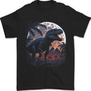 A T-Rex in Front of the Moon Dinosaurs Mens T-Shirt 100% Cotton Black