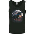 A T-Rex in Front of the Moon Dinosaurs Mens Vest Tank Top Black
