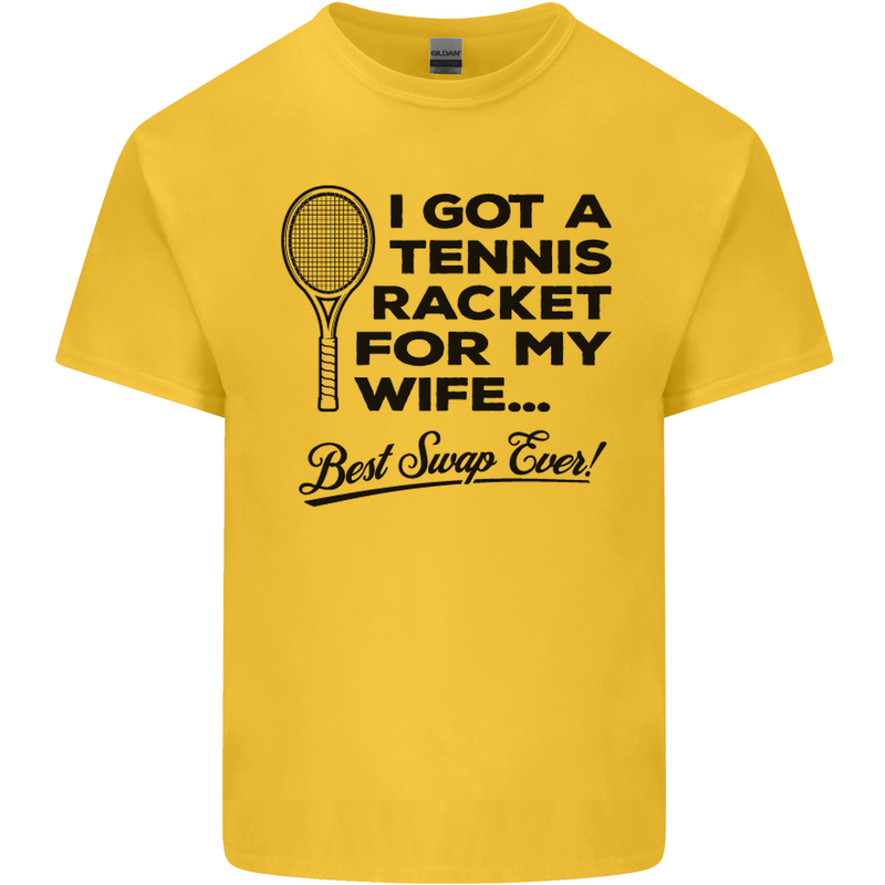 A Tennis Racket for My Wife Best Swap Ever! Mens Cotton T-Shirt Tee Top Yellow