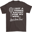 A Tennis Racket for My Wife Best Swap Ever! Mens T-Shirt Cotton Gildan Dark Chocolate
