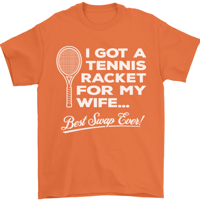 A Tennis Racket for My Wife Best Swap Ever! Mens T-Shirt Cotton Gildan Orange