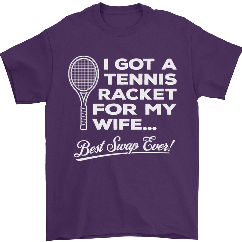 A Tennis Racket for My Wife Best Swap Ever! Mens T-Shirt Cotton Gildan Purple