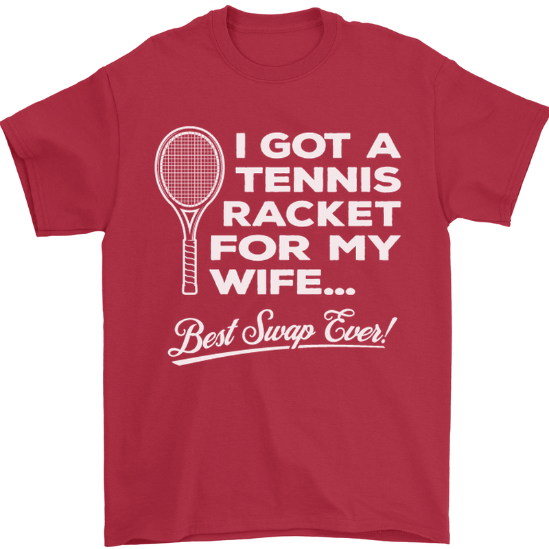 A Tennis Racket for My Wife Best Swap Ever! Mens T-Shirt Cotton Gildan Red