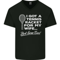 A Tennis Racket for My Wife Best Swap Ever! Mens V-Neck Cotton T-Shirt Black