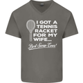 A Tennis Racket for My Wife Best Swap Ever! Mens V-Neck Cotton T-Shirt Charcoal