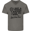 A Tennis Racket for My Wife Best Swap Ever! Mens V-Neck Cotton T-Shirt Charcoal
