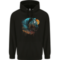 A Tiger and Moon Childrens Kids Hoodie Black