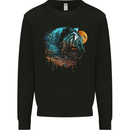 A Tiger and Moon Kids Sweatshirt Jumper Black