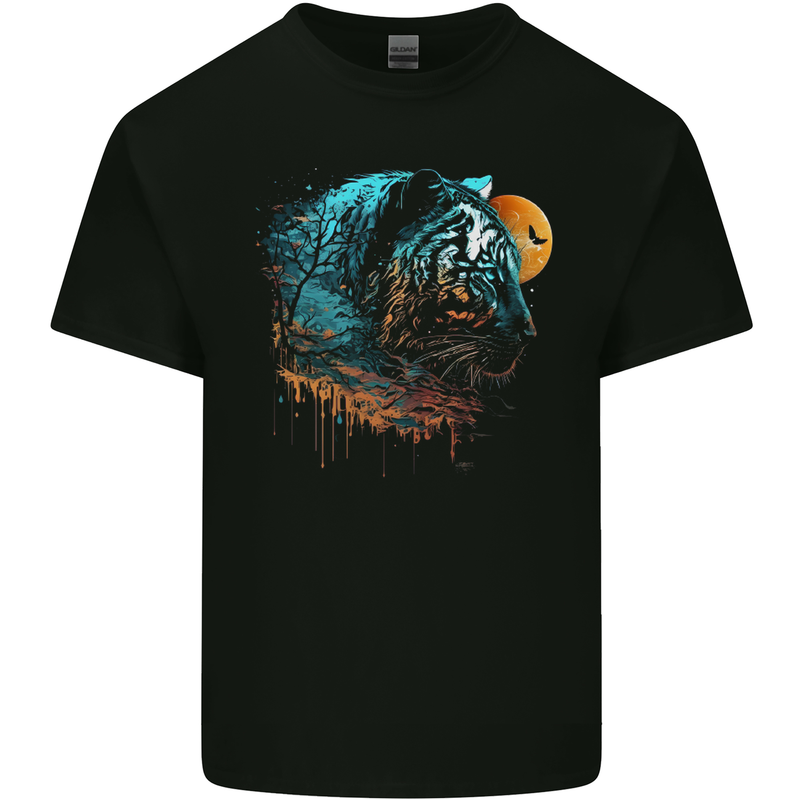 A Tiger and Moon Kids T-Shirt Childrens Black