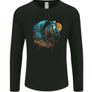 A Tiger and Moon Mens Long Sleeve T-Shirt Black