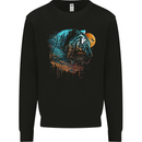 A Tiger and Moon Mens Sweatshirt Jumper Black