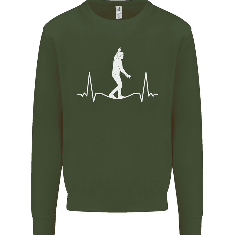 A Tightrope Walker Walking Funambulism Kids Sweatshirt Jumper Forest Green