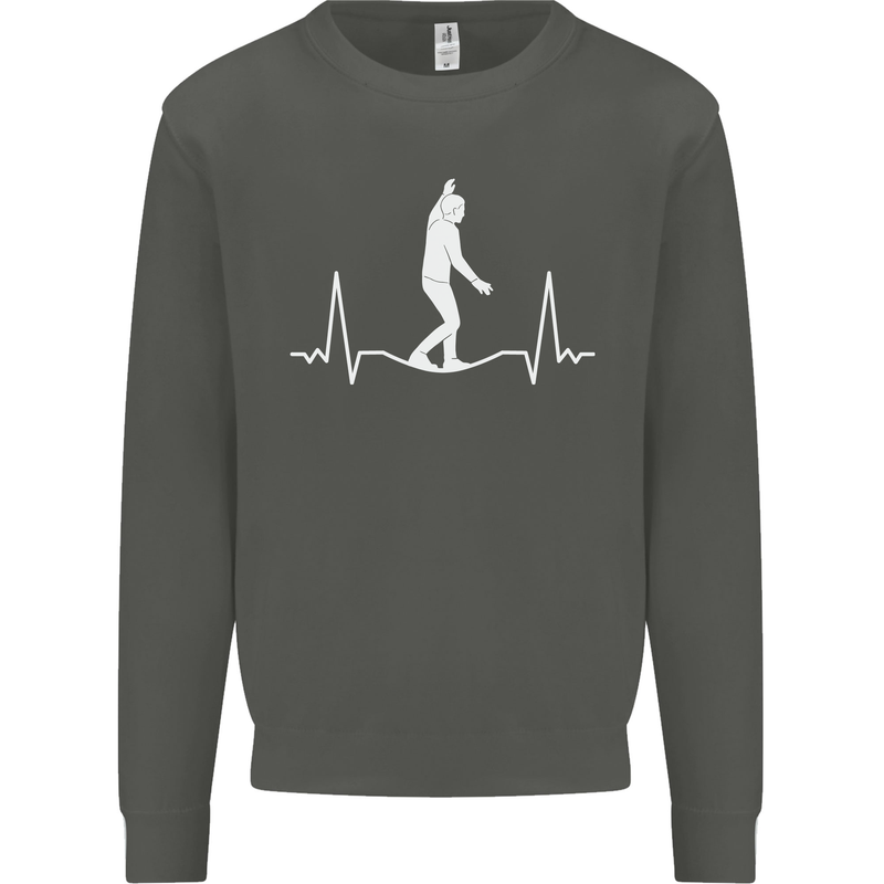 A Tightrope Walker Walking Funambulism Kids Sweatshirt Jumper Storm Grey