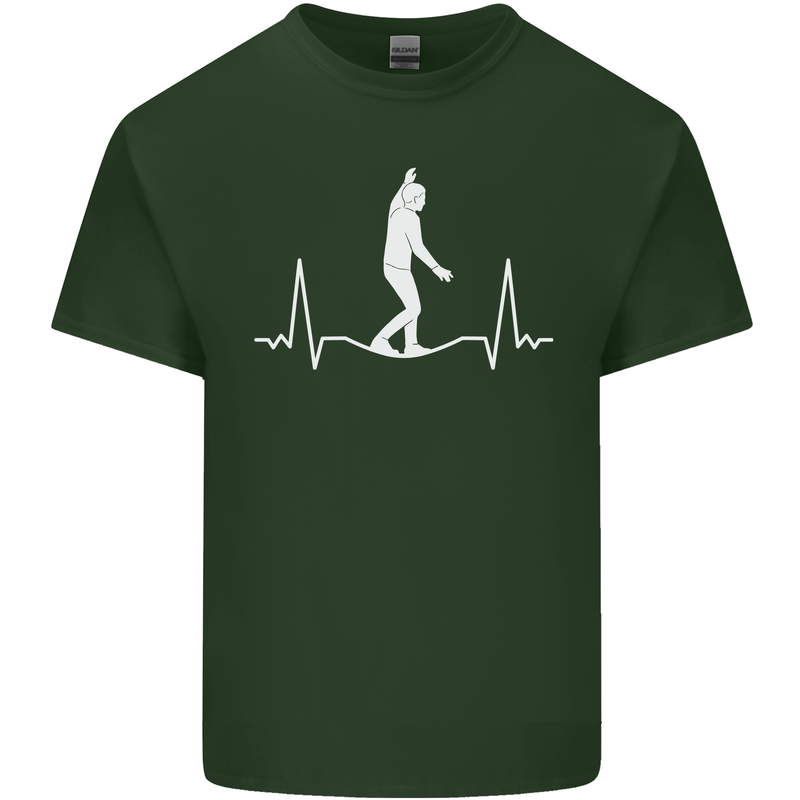 A Tightrope Walker Walking Funambulism Mens Cotton T-Shirt Tee Top Forest Green