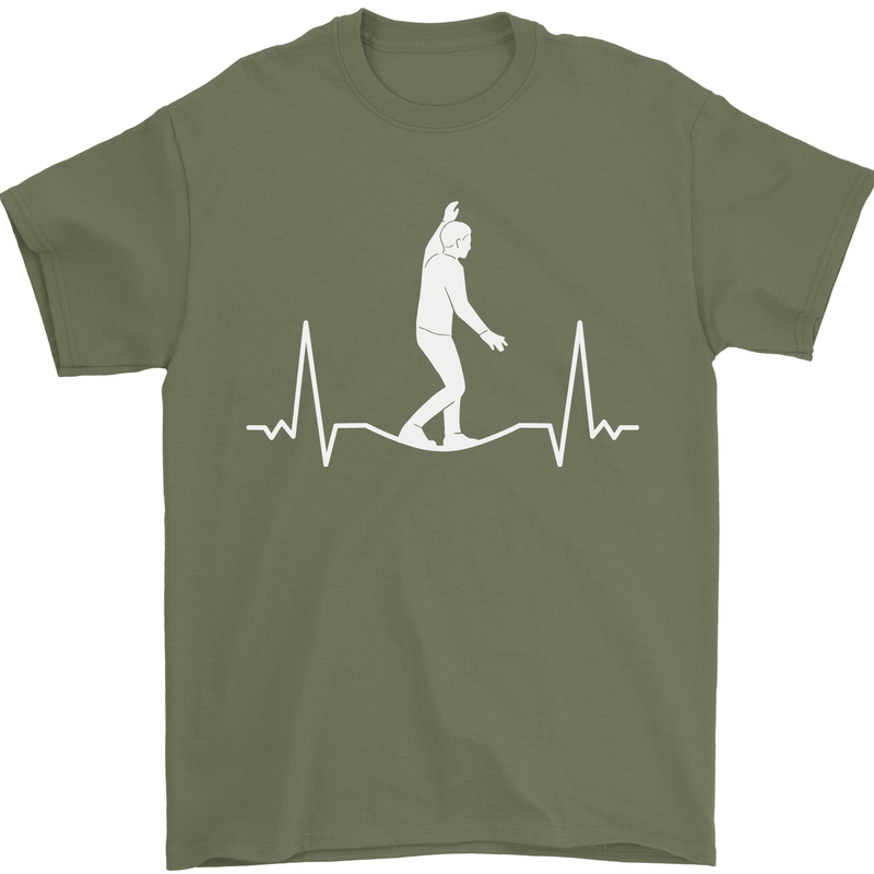 A Tightrope Walker Walking Funambulism Mens T-Shirt 100% Cotton Military Green