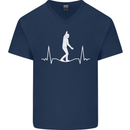 A Tightrope Walker Walking Funambulism Mens V-Neck Cotton T-Shirt Navy Blue