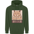 A Tired Cat Childrens Kids Hoodie Forest Green