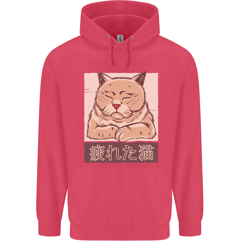 A Tired Cat Childrens Kids Hoodie Heliconia