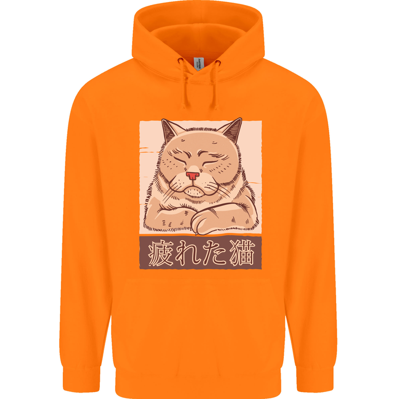 A Tired Cat Childrens Kids Hoodie Orange