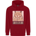 A Tired Cat Childrens Kids Hoodie Red