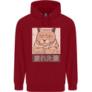 A Tired Cat Childrens Kids Hoodie Red
