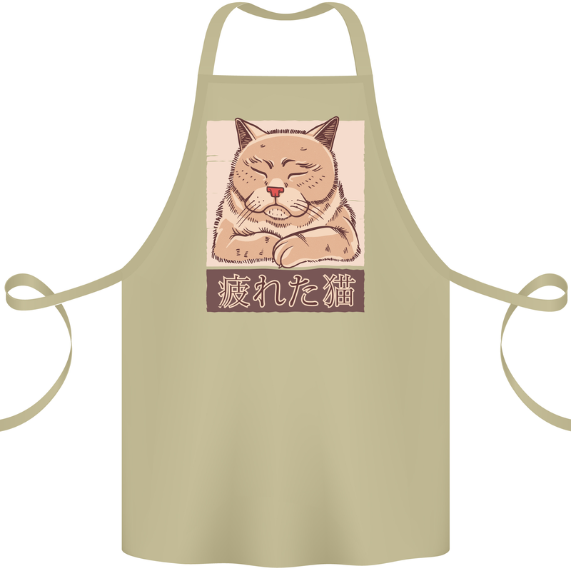 A Tired Cat Cotton Apron 100% Organic Khaki