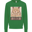 A Tired Cat Kids Sweatshirt Jumper Irish Green