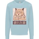 A Tired Cat Kids Sweatshirt Jumper Light Blue