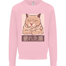 A Tired Cat Kids Sweatshirt Jumper Light Pink