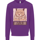 A Tired Cat Kids Sweatshirt Jumper Purple