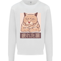 A Tired Cat Kids Sweatshirt Jumper White