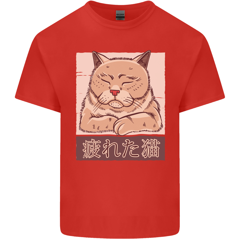 A Tired Cat Kids T-Shirt Childrens Red