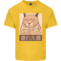 A Tired Cat Kids T-Shirt Childrens Yellow