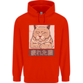 A Tired Cat Mens 80% Cotton Hoodie Bright Red