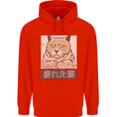 A Tired Cat Mens 80% Cotton Hoodie Bright Red