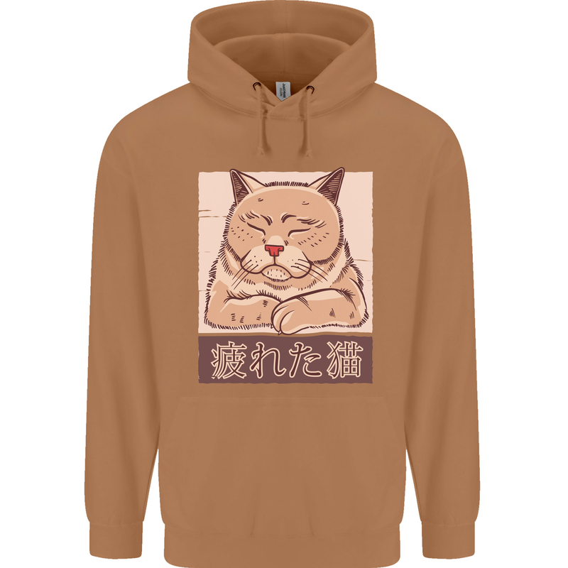 A Tired Cat Mens 80% Cotton Hoodie Caramel Latte
